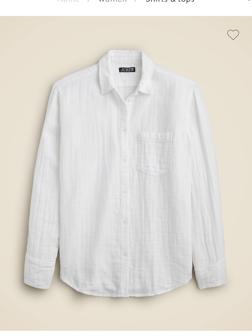 J. Crew White Casual Linen Button-Down Shirt